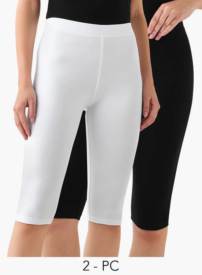 سبلاش فيڤ Pack of 2 Mid-Rise Knee Length Leggings with Elasticated Waistband